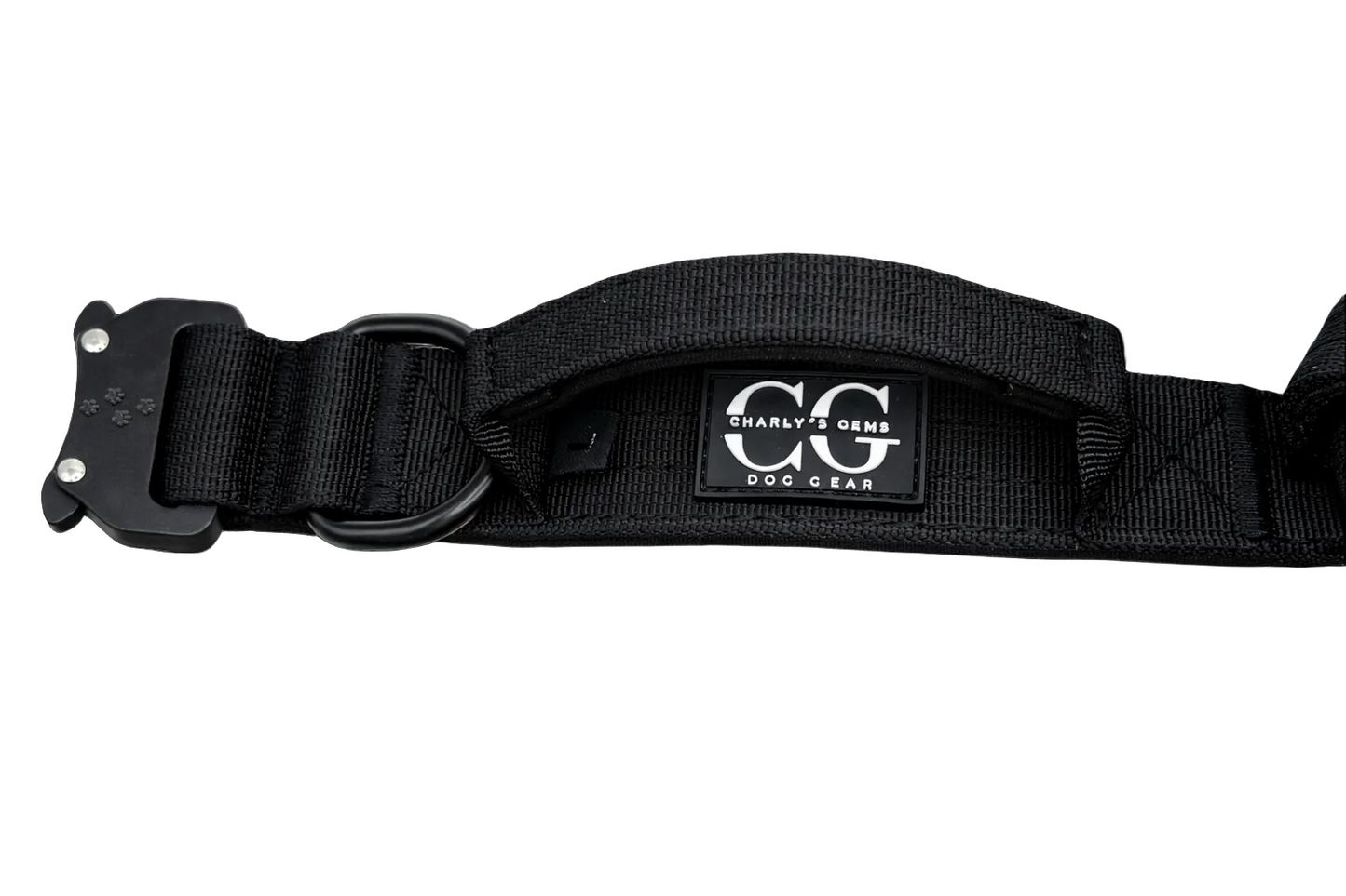 Hundehalsband breit & gepolstert, mit Griff & Metallschnalle (schwarz)