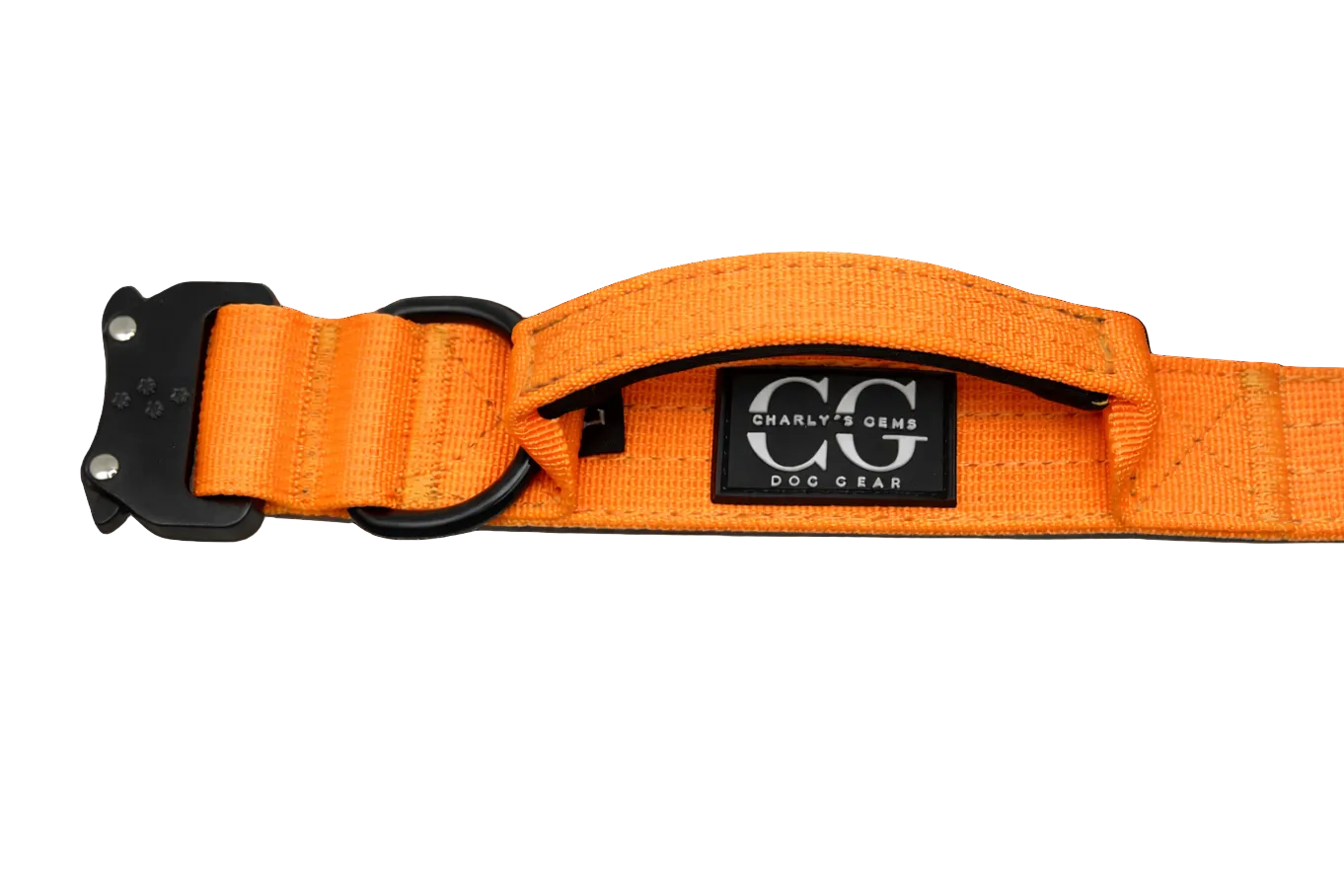Hundehalsband breit & gepolstert, mit Griff & Metallschnalle (orange)
