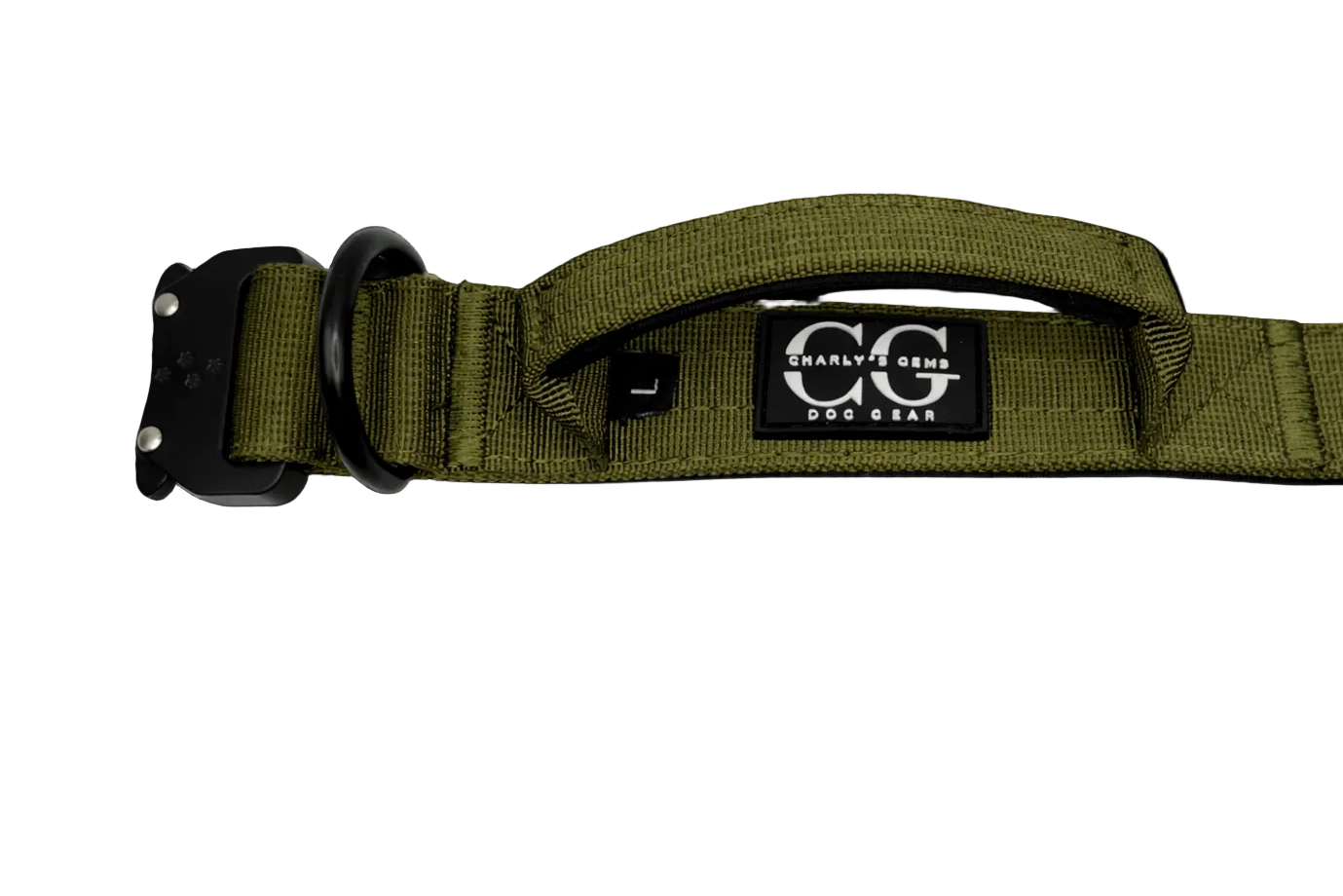 Hundehalsband breit & gepolstert, mit Griff & Metallschnalle (grün)